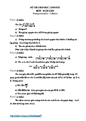 Đề thi chọn học sinh giỏi môn Toán lớp 8